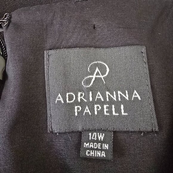 ADRIANNA PAPELL SHEATH DRESS BLACK AND WHITE DIAGONAL STRIPES WOMENS 14W - Picture 4 of 6